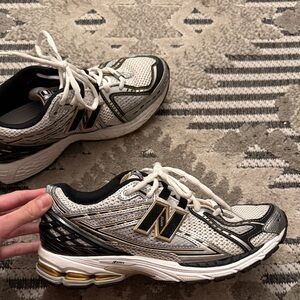 New Balance Women's White and Gold Athletic Shoes